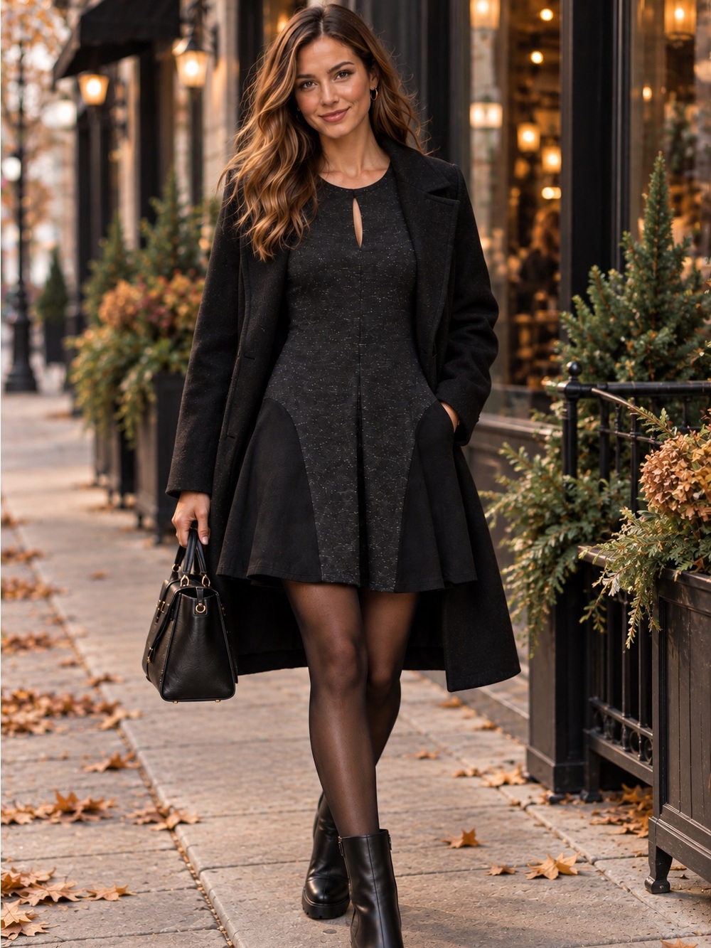 Wilfred Black White Flecked Fit & Flare Dress | Size 6